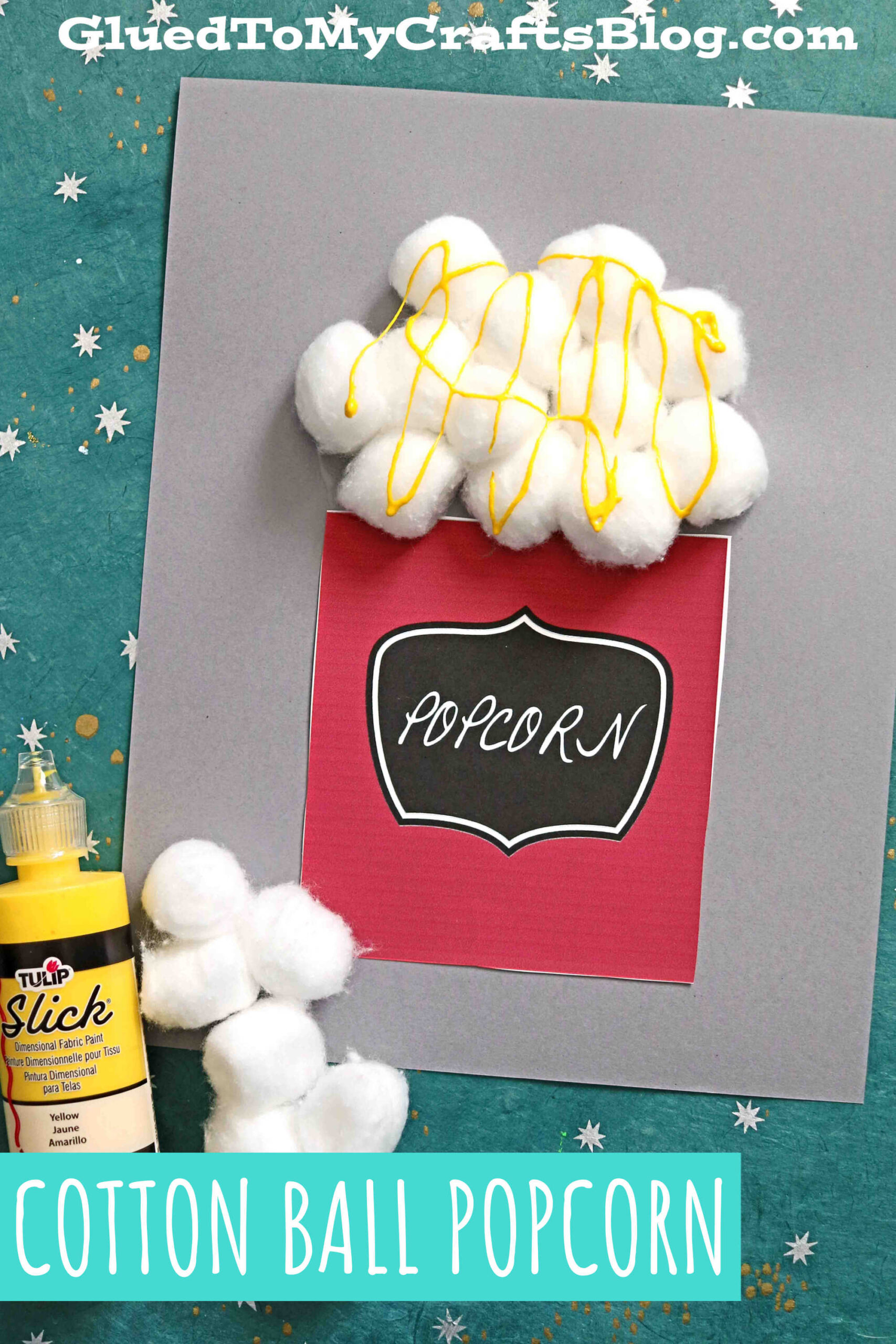 Cotton Ball Popcorn Craft Idea w/Free Printable