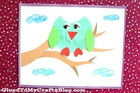 Cupcake Liner Owl On Branch - Paper Kid Craft Idea