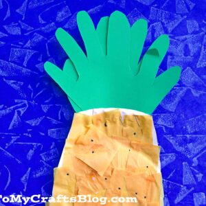 Paper Plate Pineapple - Kid Craft Idea w/Handprint Cutouts!