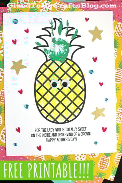 Handprint Pineapple Keepsake Idea For Mother's Day