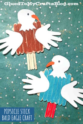 Popsicle Stick Bald Eagle - Patriotic Kid Craft Idea For 4th of July
