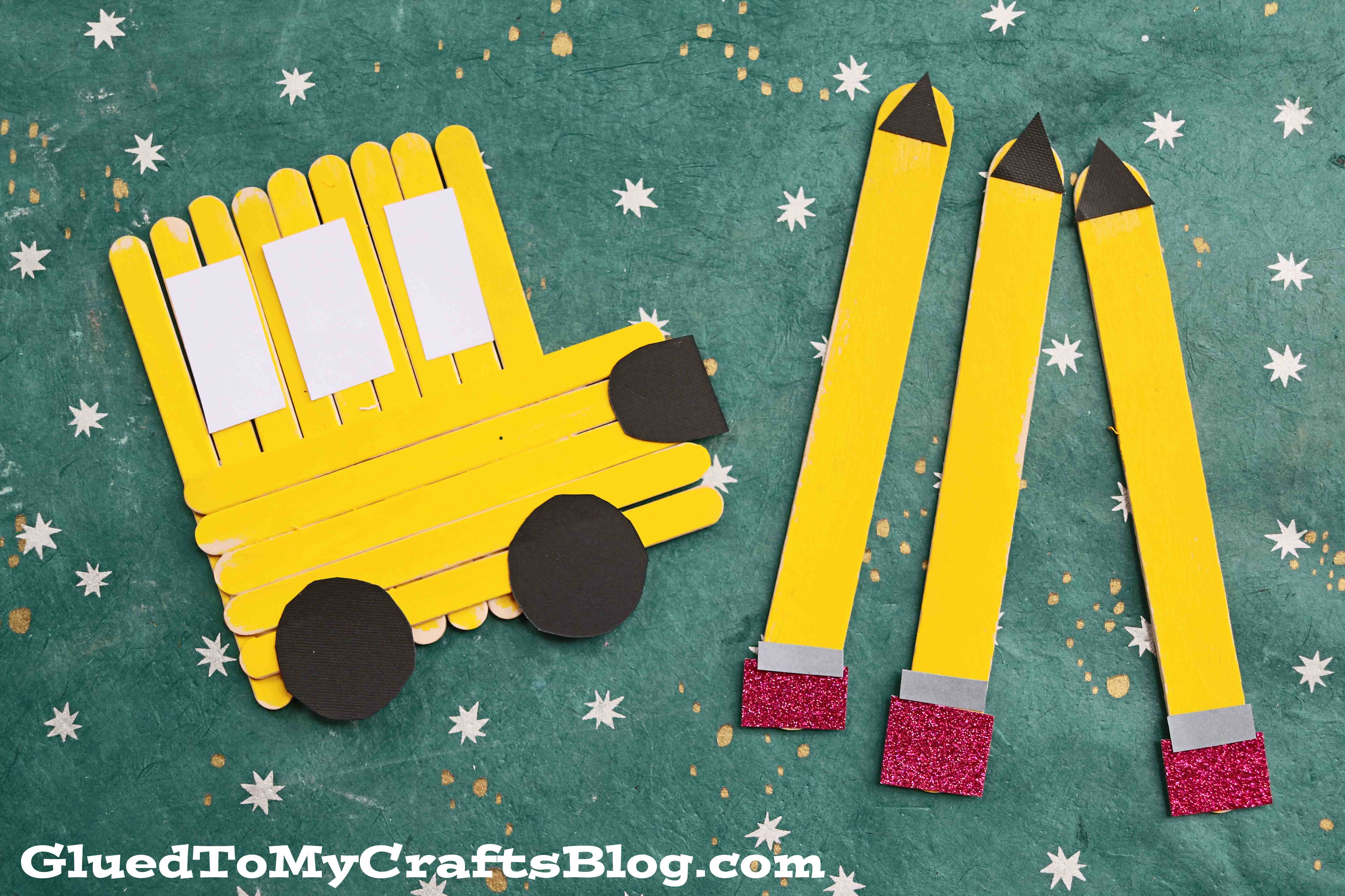 Popsicle Stick Pencils & School Bus - Back To School Kid Craft