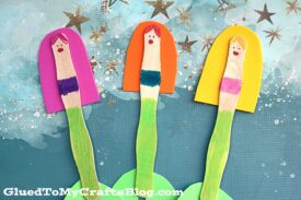 Wavy Popsicle Stick Mermaid Puppet - Kid Craft