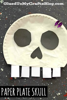 Paper Plate Skull - Halloween Kid Craft Idea