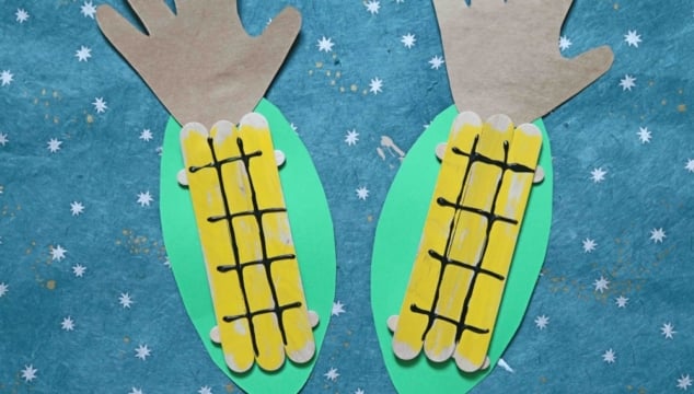 Popsicle Stick Corn - Kid Craft Idea For Fall FUN!