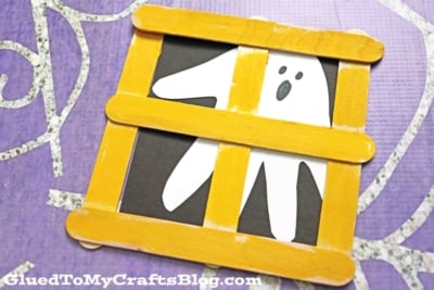 Popsicle Stick Ghost Window - Kids Craft