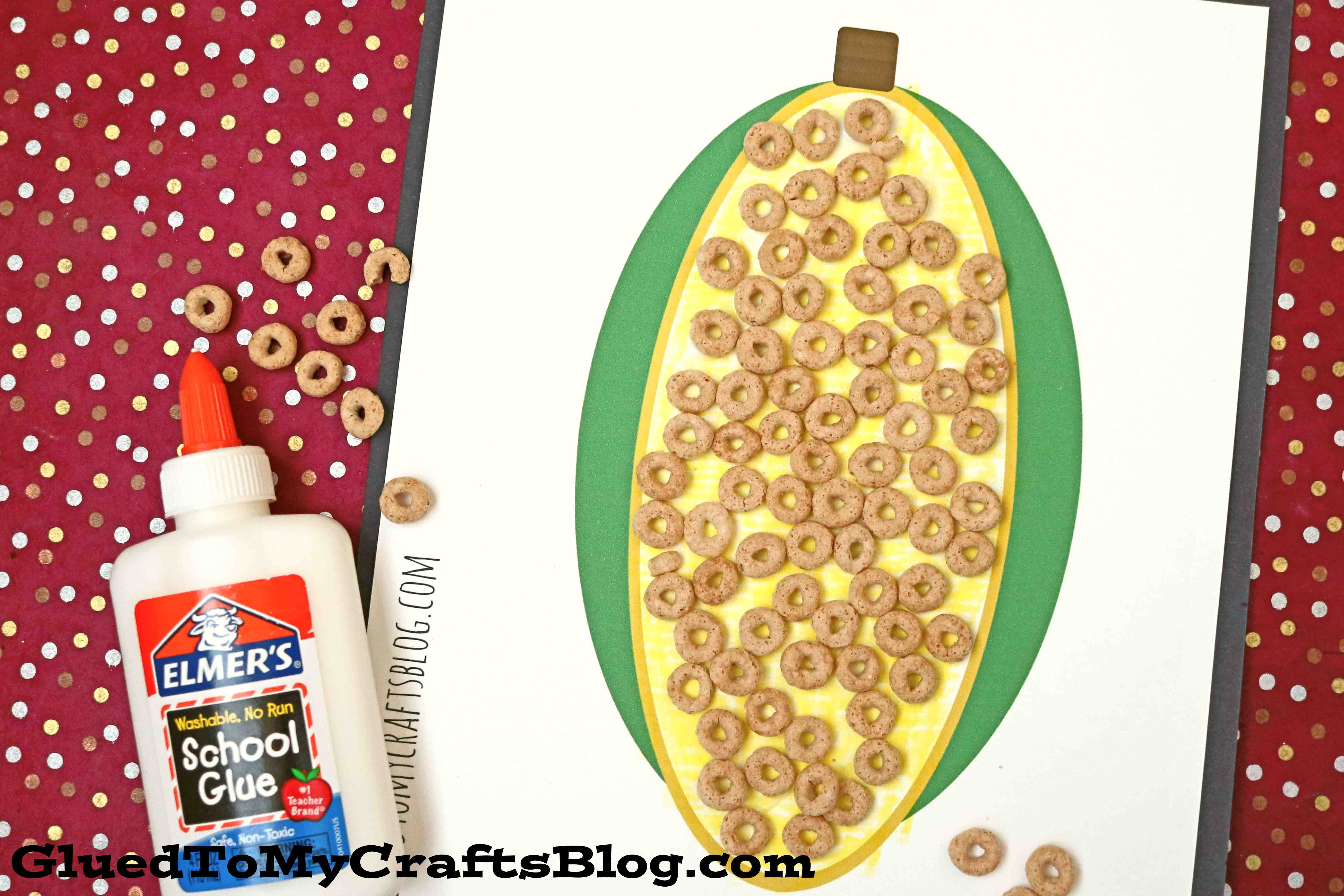 Cheerio Corn on the Cob - Paper Kid Craft Idea For Fall
