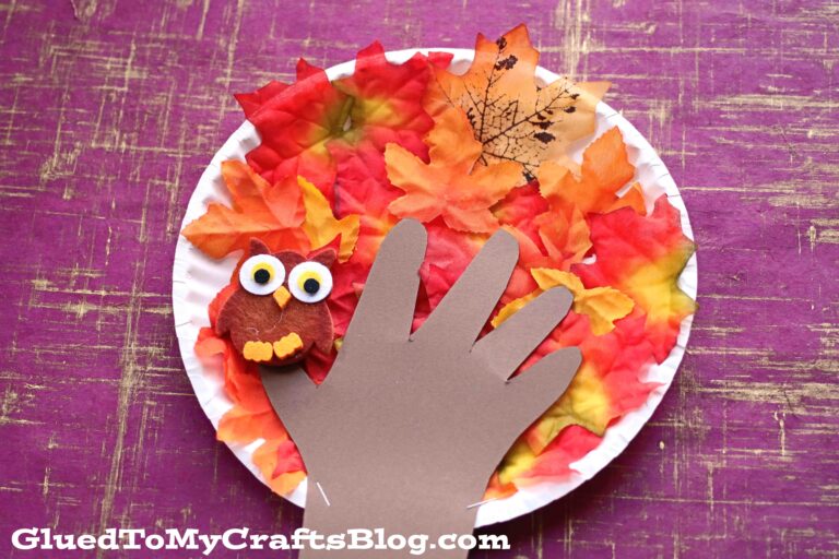 Leaf Covered Paper Plate Fall Tree Craft Idea
