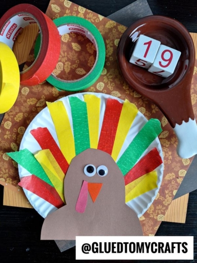 PAPER PLATE & PAINTER'S TAPE TURKEY CRAFT IDEA