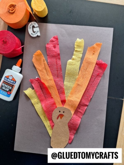 TORN CREPE PAPER TURKEY CRAFT IDEA