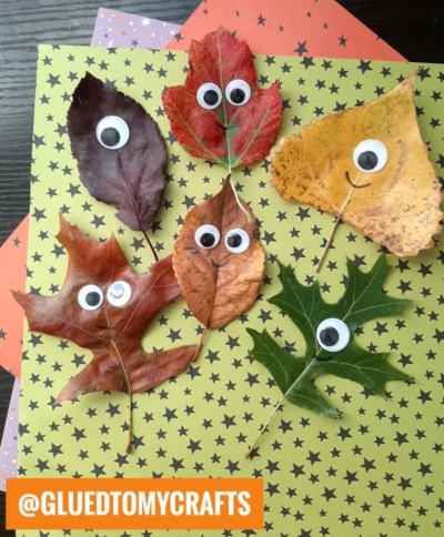 ADD GOOGLEY EYES TO LEAVES TO MAKE LEAF MONSTERS