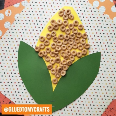 PAPER AND DRY CHEERIO CEREAL CORN ON THE COB CRAFT IDEA FOR KIDS