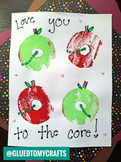 BEFORE YOU THROW AWAY THAT OLD POOL NOODLE FOR THE SUMMER, USE IT TO STAMP APPLES ON PAPER