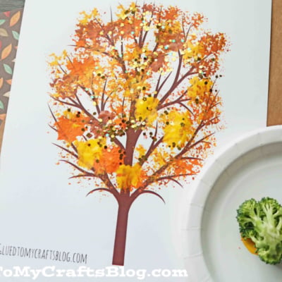 Broccoli Stamped Fall Tree