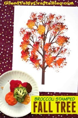 Broccoli Stamped Fall Tree - Kid Craft