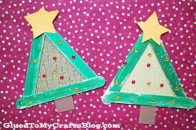 Popsicle Stick Christmas Trees - Kid Craft