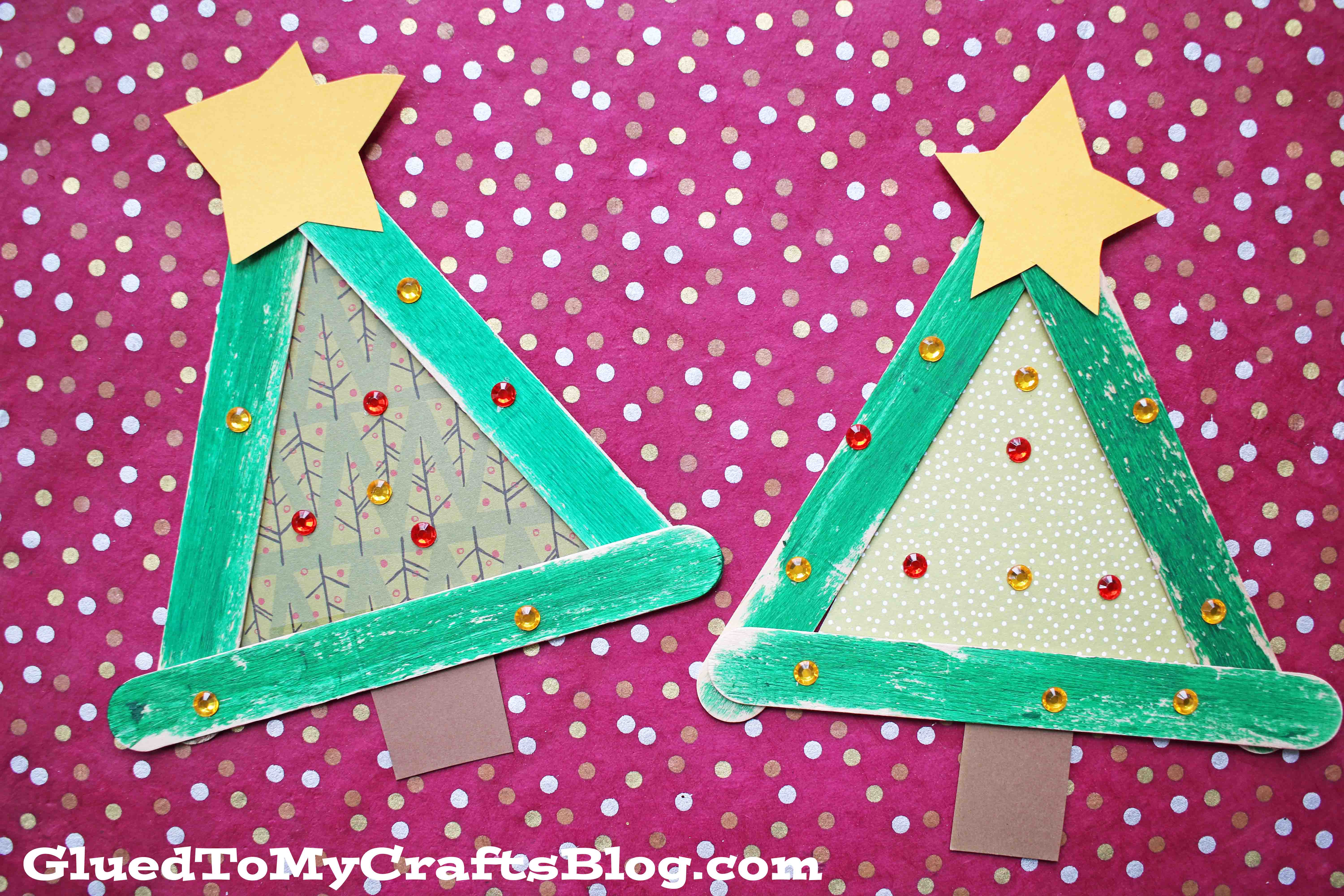 Popsicle Stick Christmas Trees - Kid Craft