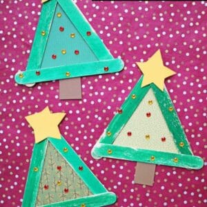 Popsicle Stick Christmas Trees - Kid Craft