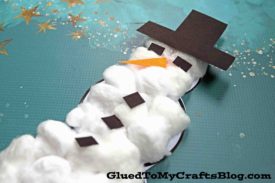 Cotton Ball Snowman Kid Craft w/free printable template