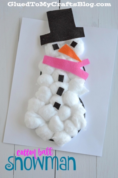 Cotton Ball Snowman Craft Idea