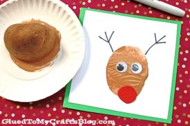 Handmade Potato Stamped Reindeer Card - Kid Craft