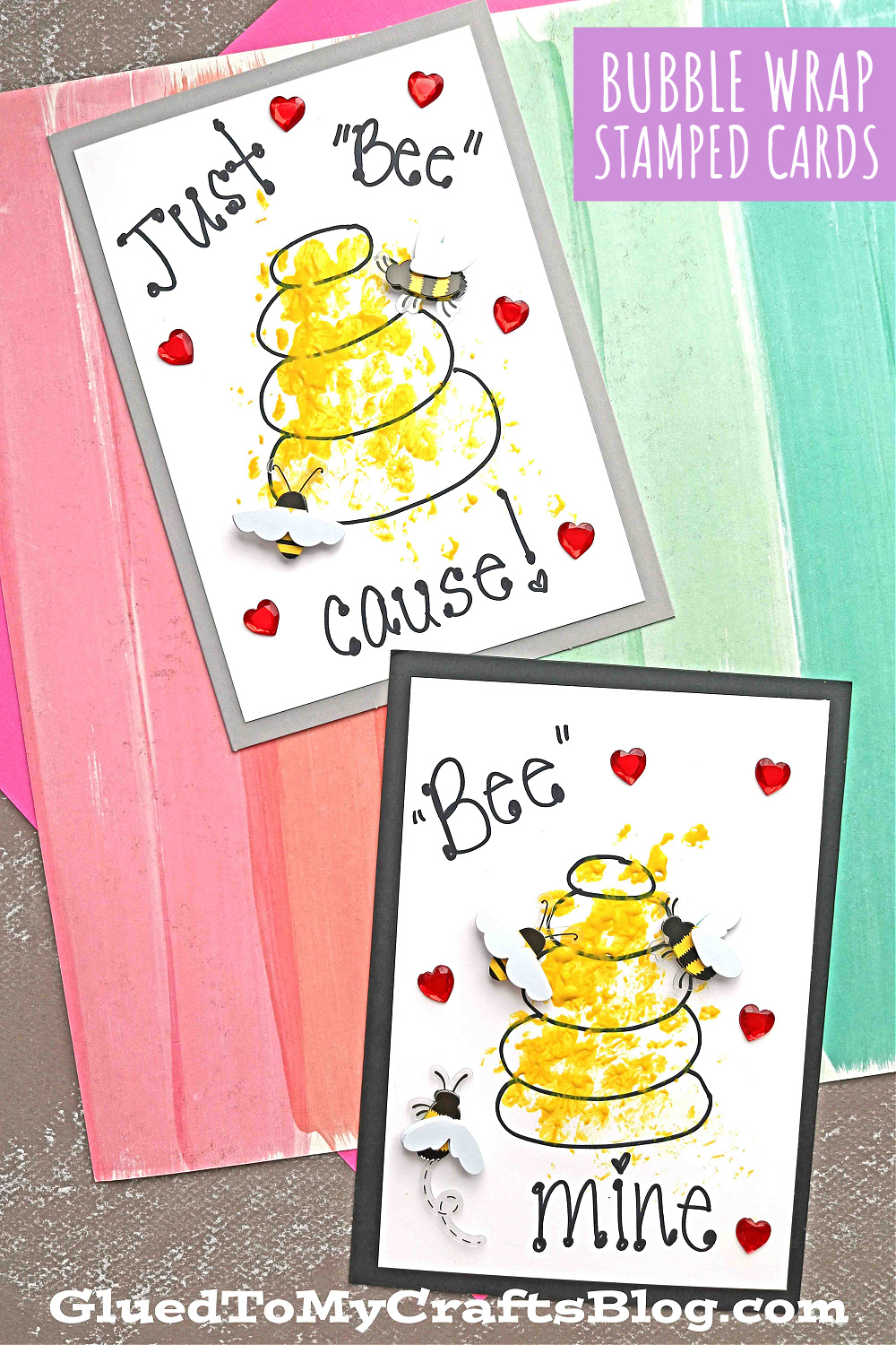 Bubble Wrap Stamped Bee Hive Cards For Kids To Recreate