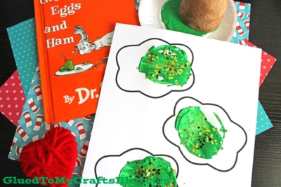 Potato Stamped Green Eggs Craft Idea