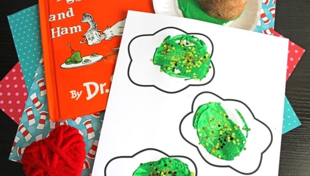 Potato Stamped Green Eggs Craft Idea