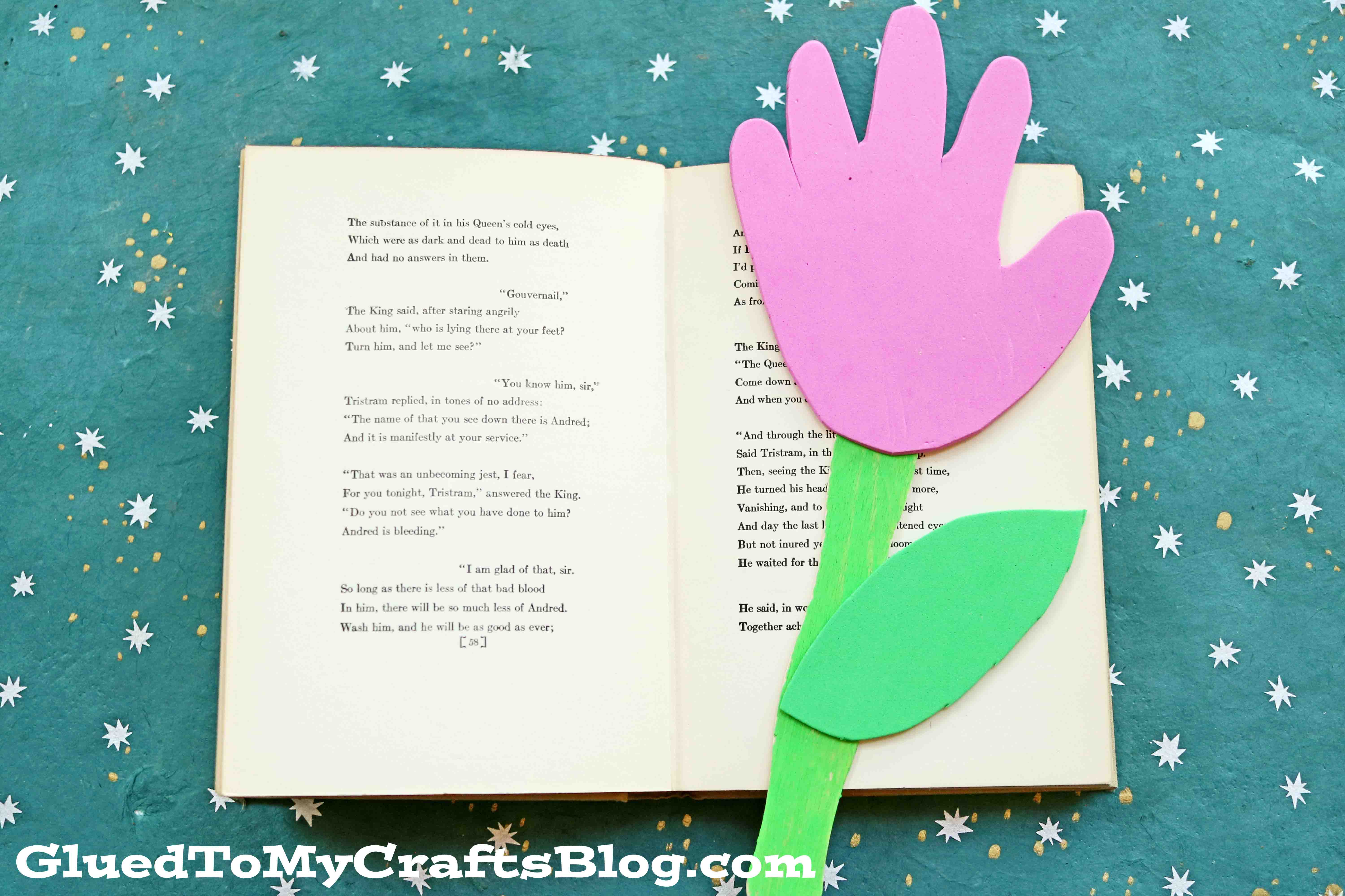 Craft Foam Handprint Flower Bookmarks - Kid Craft