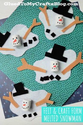 Felt and Craft Foam Melted Snowman - Kid Craft Idea For Winter