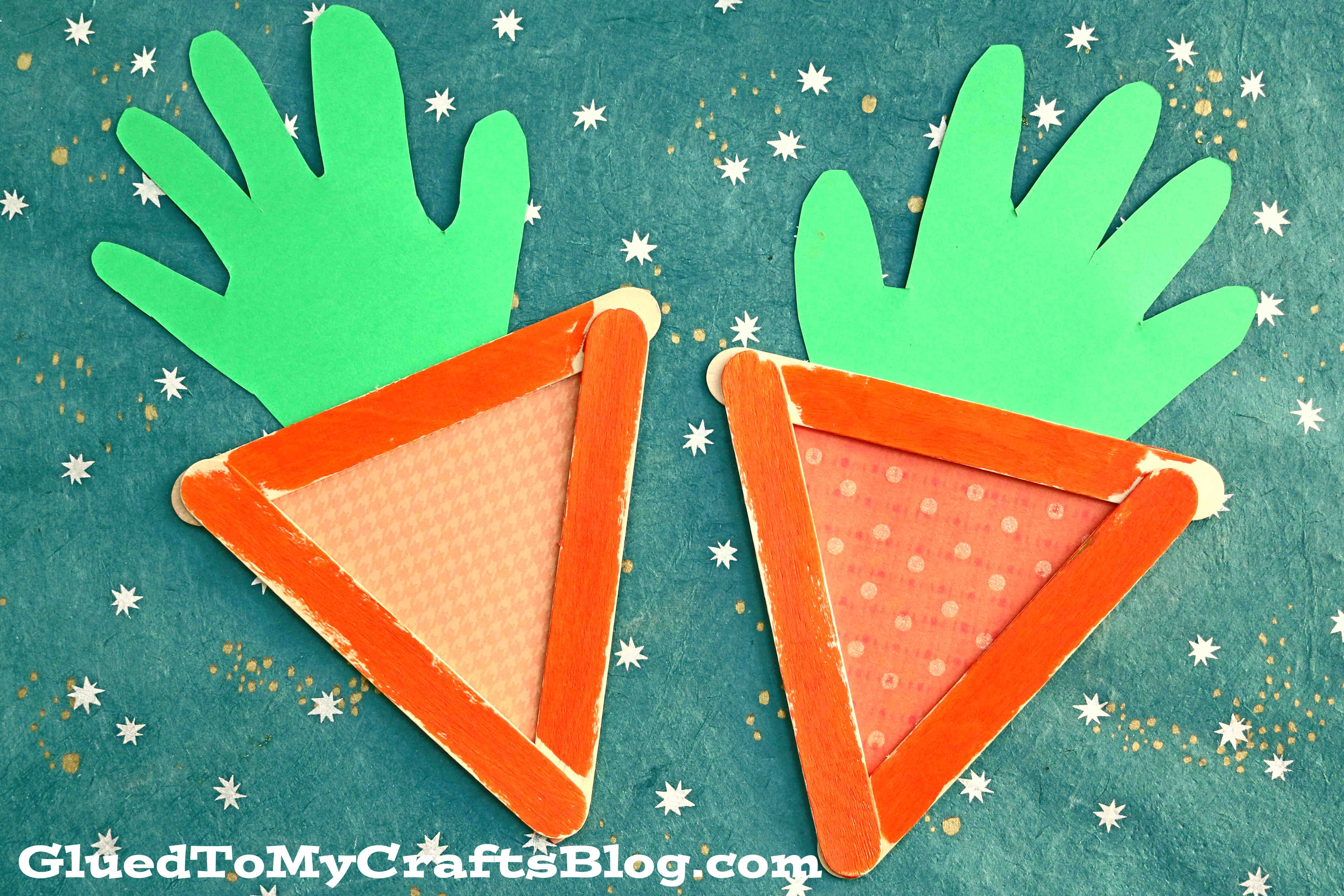 Popsicle Stick Handprint Carrots - Kid Craft