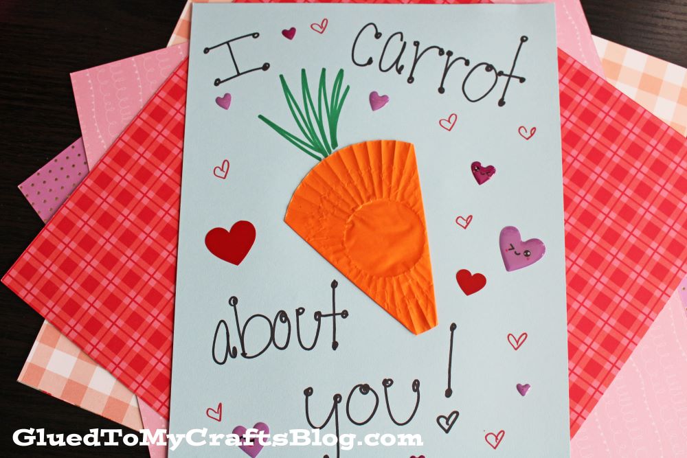 Cupcake Liner Carrot Card Craft Idea