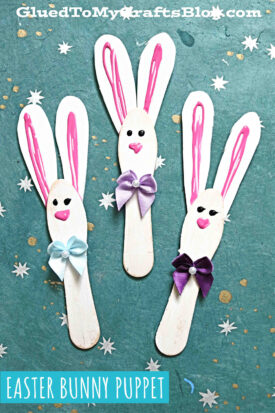 Wooden Scoop Stick Easter Bunnies - Kid Craft Idea