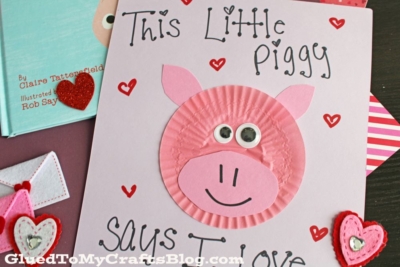 Cupcake Liner Pig Card Craft Idea For Kids