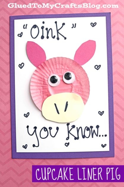 Cupcake Liner Pig Card