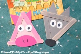 Popsicle Stick Three Little Pigs and Wolf - Kid Craft