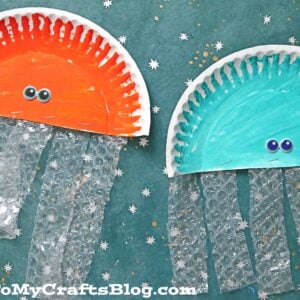 Paper Plate Bubble Wrap Jelly Fish - Kid Craft