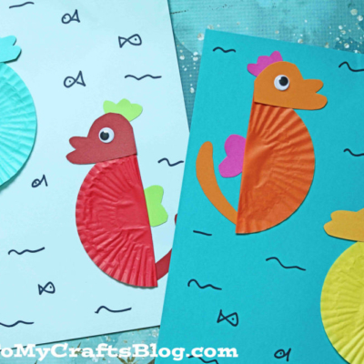 Cupcake Liner Seahorse - Summer Kid Craft Idea