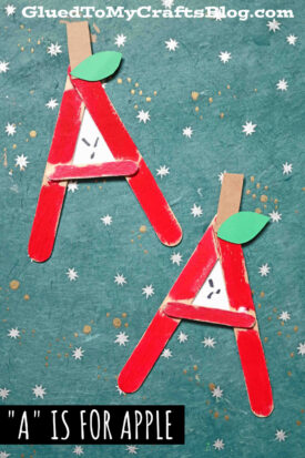 A is for Apple - Popsicle Stick Kid Craft Idea For Fall