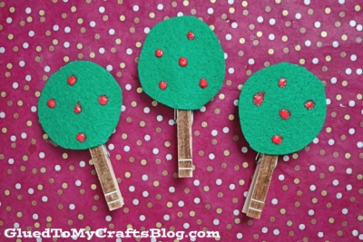Clothespin & Felt Apple Trees Craft Idea