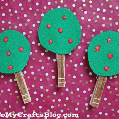 Clothespin & Felt Apple Trees Craft Idea