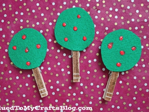 Clothespin & Felt Apple Trees Craft Idea