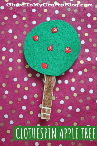 Clothespin and Craft Felt Apple Trees - Kid Craft For Fall