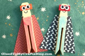 Flat Wood Clothespin Superhero Puppets - Kid Craft