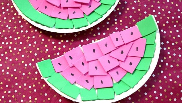 Paper Plate & Craft Foam Watermelon - Summer Kid Craft Idea
