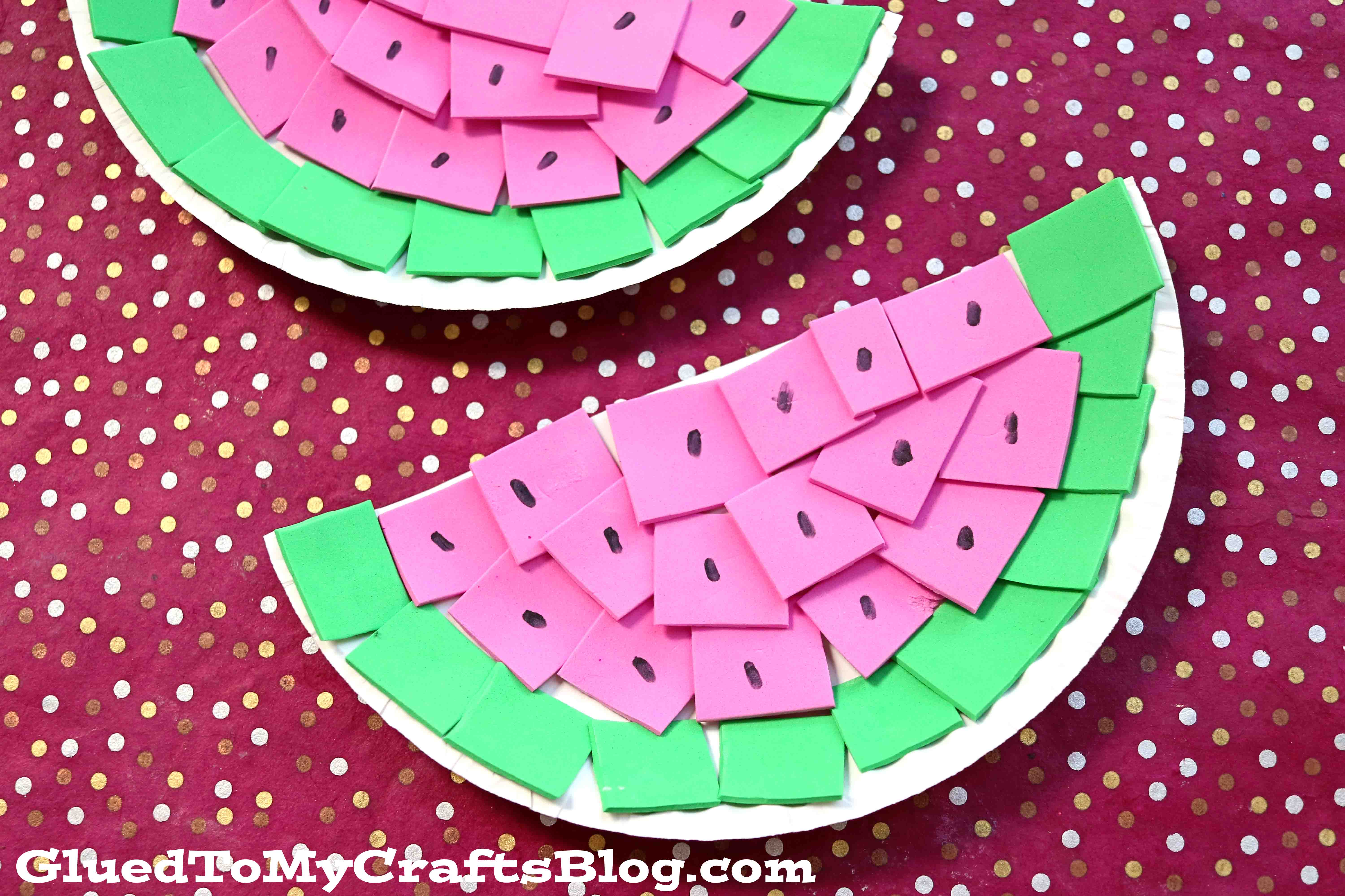 Paper Plate & Craft Foam Watermelon - Summer Kid Craft Idea