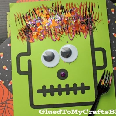 Fork Painted Monster Hair Craft Idea For Halloween
