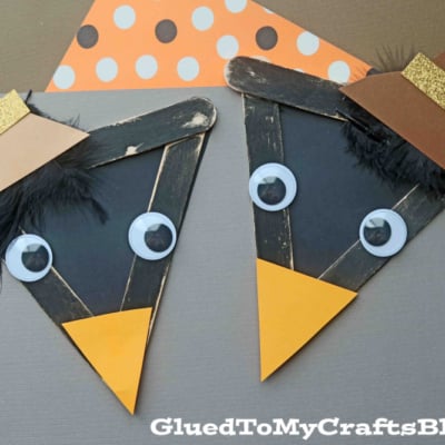 Popsicle Stick Black Crow Craft Idea