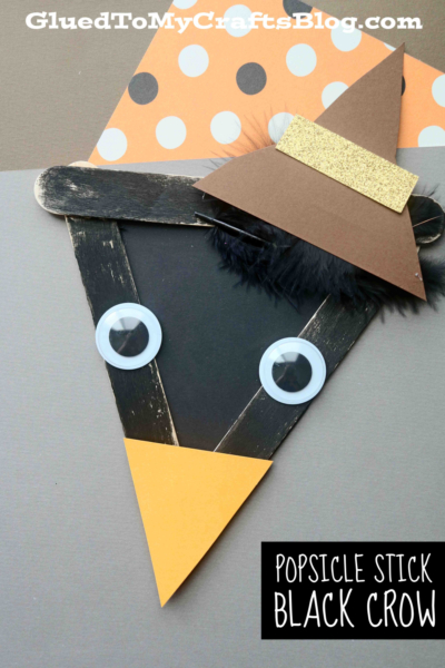 Popsicle Stick Black Crow Craft Idea