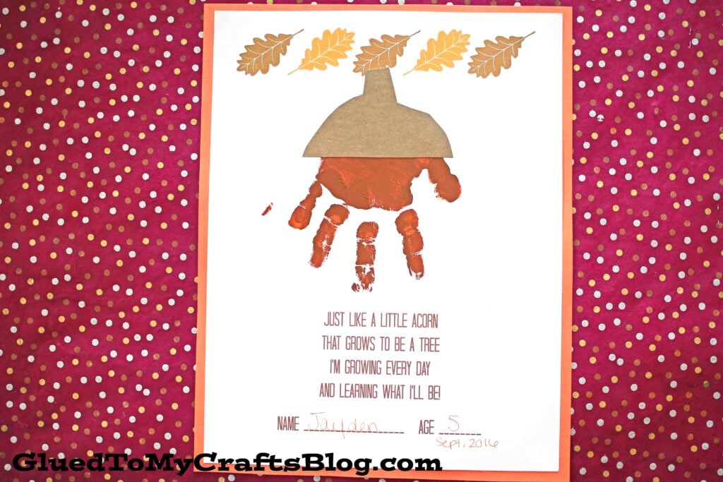 Handprint Acorn Poem - Free Printable
